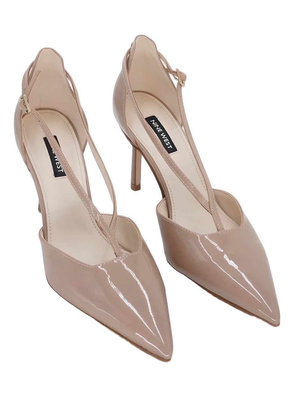 Nine West Collae T-Strap Pointed Toe Pumps Nude Patent Size 7.5M